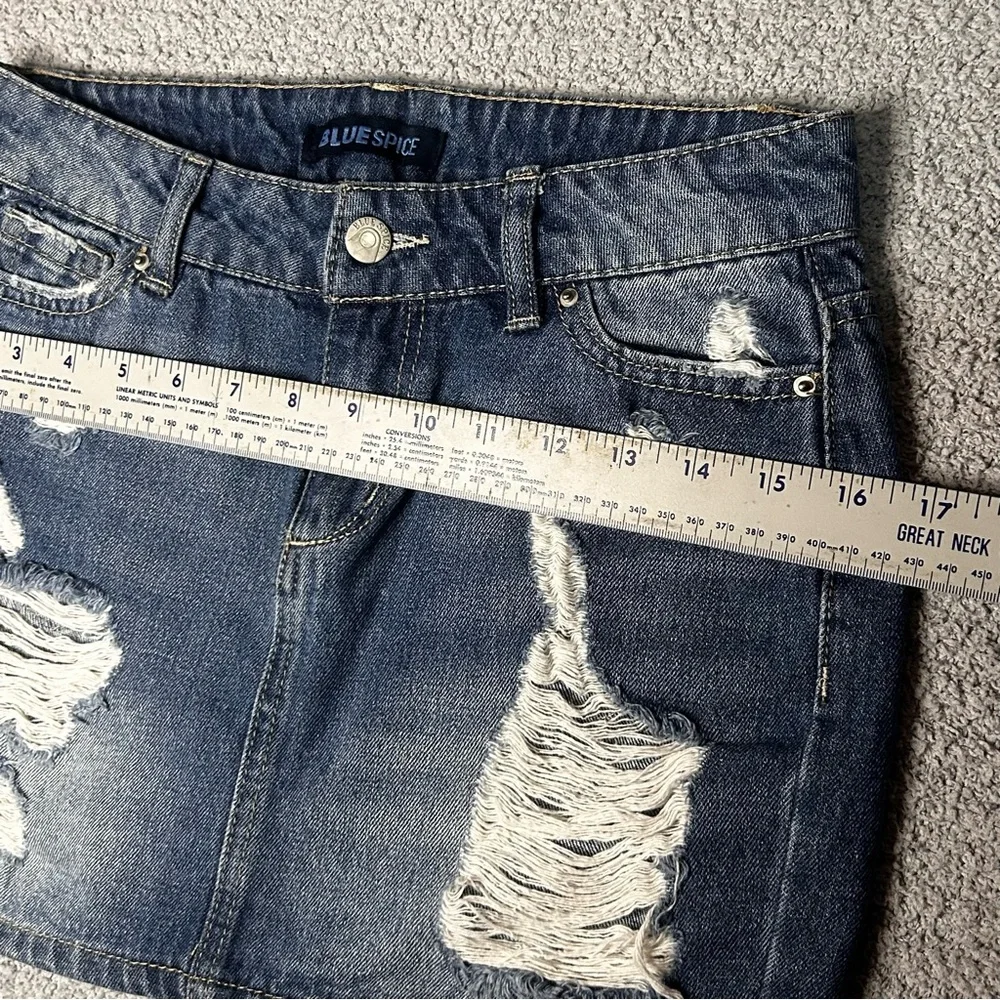 Celestial Mini Skirt Low Rise‎ 1 Blue Moon Star Hand Painted Denim Y2K